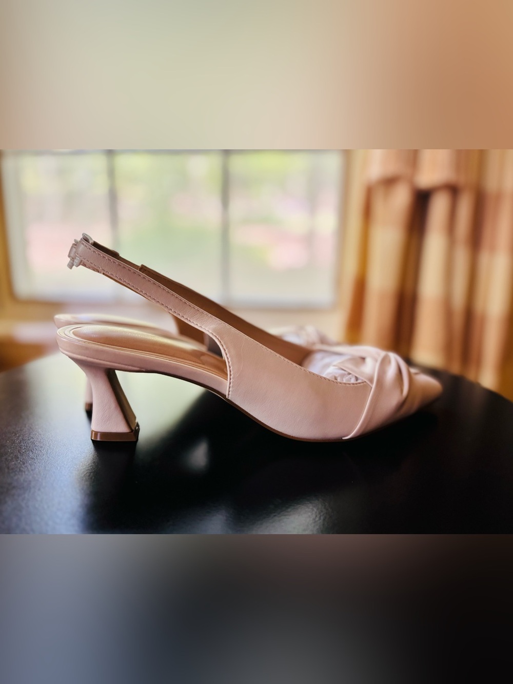 Charles By Charles David Cream Knot-Front Pointed Slingback Kitten Heels - Picture 9 of 13